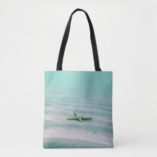 Tote Bag Estarfish blanche sur sable sous l'eau le matin