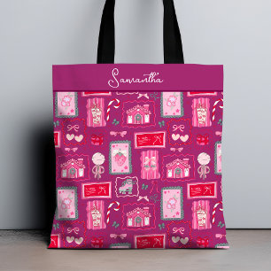 Tote Bag esthétique de coquette violette, motif girly fanta