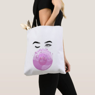 Tote Bag Esthétique de gomme à bulles rose, style rétro pas