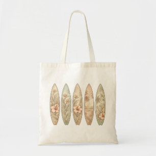 Tote Bag Esthétique de plage, île tropicale planche de surf