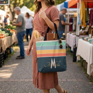 Tote Bag esthétique rétro des années 70 à rayures milieu de