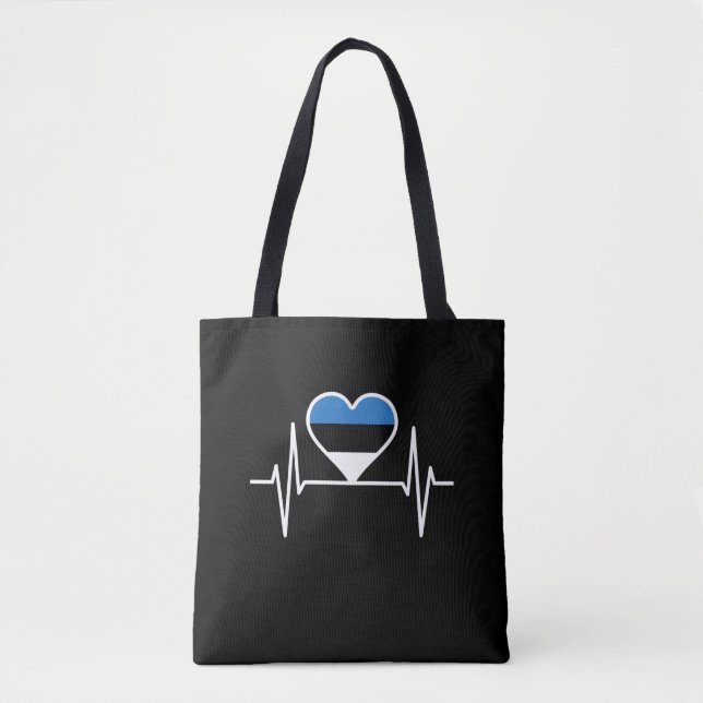 Tote Bag Estonie Heartbeat Estonie Drapeau (Devant)
