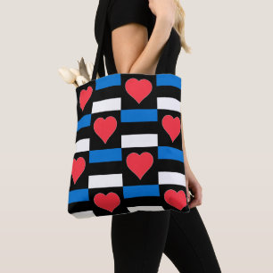 Tote Bag Estonien Drapeau Coeur Motif Fun Patriotique Eston
