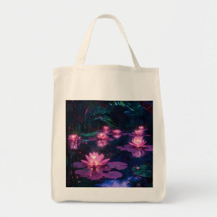 Tote Bag Étang de lotus rose de la nature zen de minuit