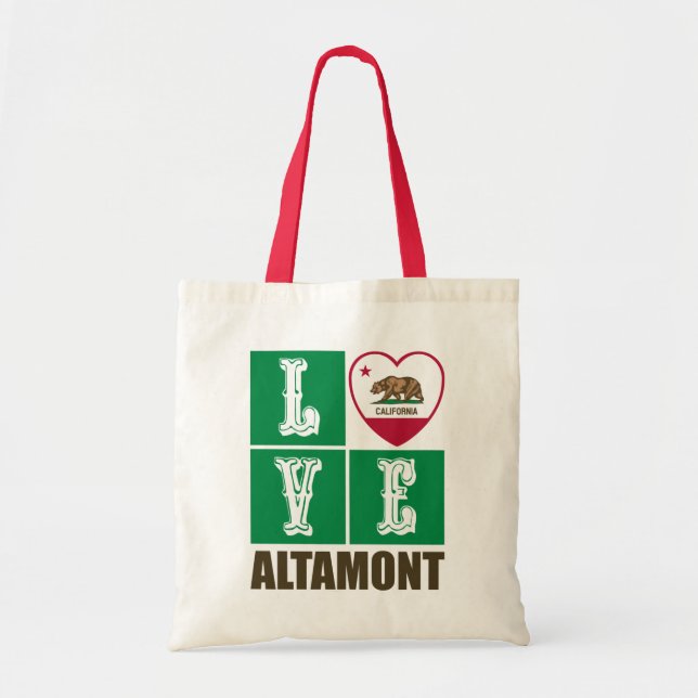 Tote Bag Etat de Californie - Drapeau Coeur Altamont (Devant)