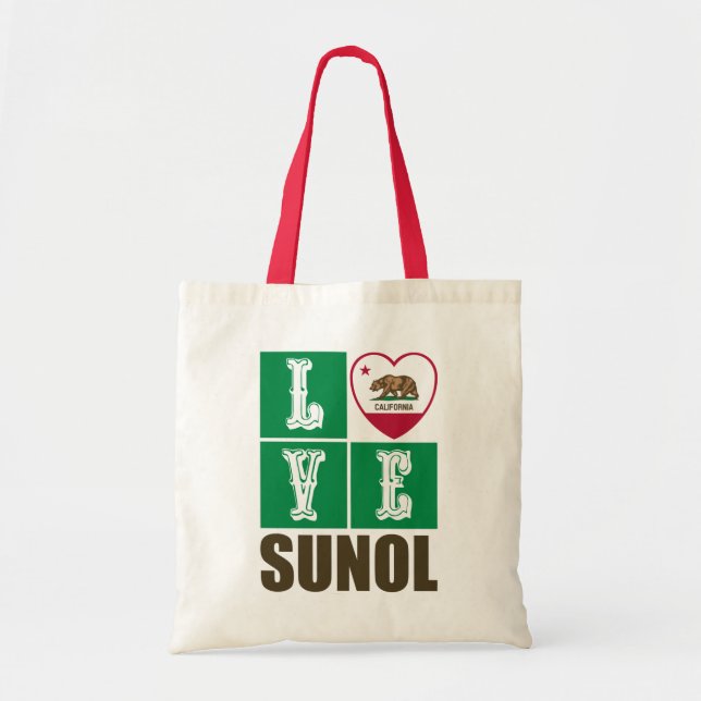 Tote Bag État de Californie Drapeau Coeur Sunol (Devant)