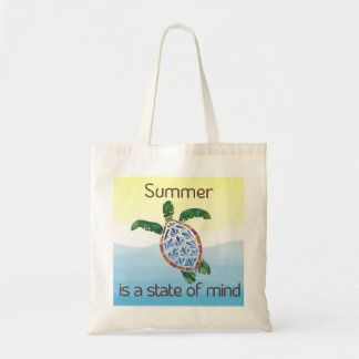 Tote Bag "État d'esprit d'été" Tortue de mer Aquarelle sur