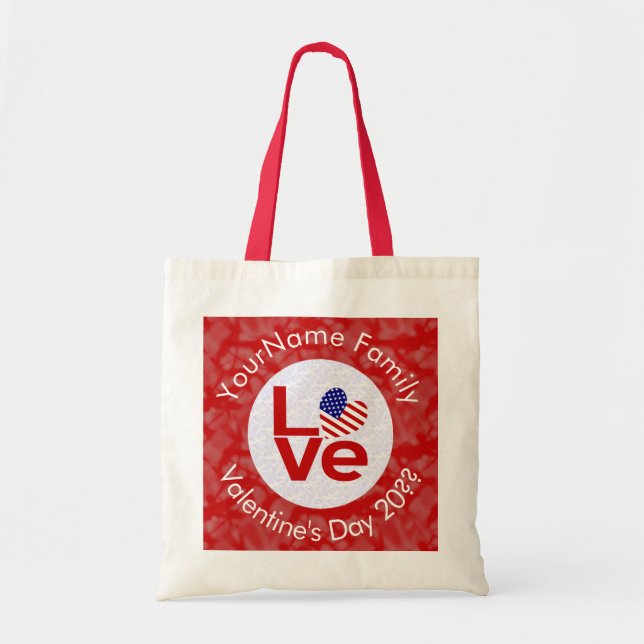 Tote Bag États-Unis Amérique Red LOVE Drapeau Personnalisé (Devant)