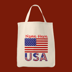 Tote Bag États-Unis d'Amérique USA personnalisé 