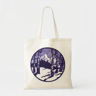 Tote Bag Etching vintage Hiver Mountain