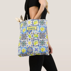 Tote Bag Été agrumes siciliens majolica méditerranéenne