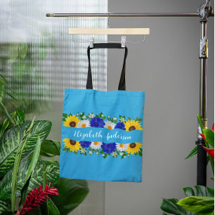 Tote Bag Eté Ciel bleu Floral