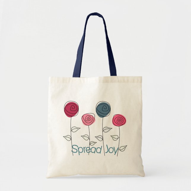 Tote Bag Étendre Joy Rose Bleu Fleurs (Devant)