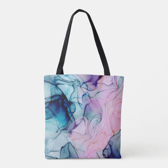 Tote Bag Éthérée Turquoise rose pourpre encre glamour moder (Dos)