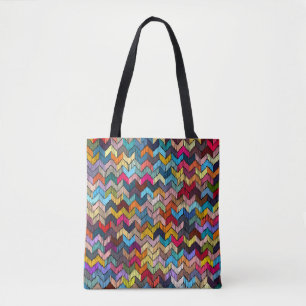Tote Bag Ethnic Tribal Brodé Géométrique