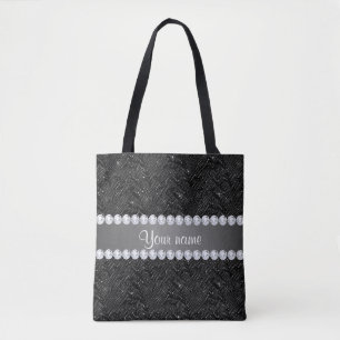 Tote Bag Étincelles et diamants noirs de paillettes de Faux
