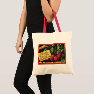 Tote Bag Étiquette de caisse de fruits vintage, cerises Thu