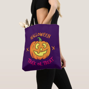 Tote Bag Étiquette de citrouille d'Halloween Trick or Treat