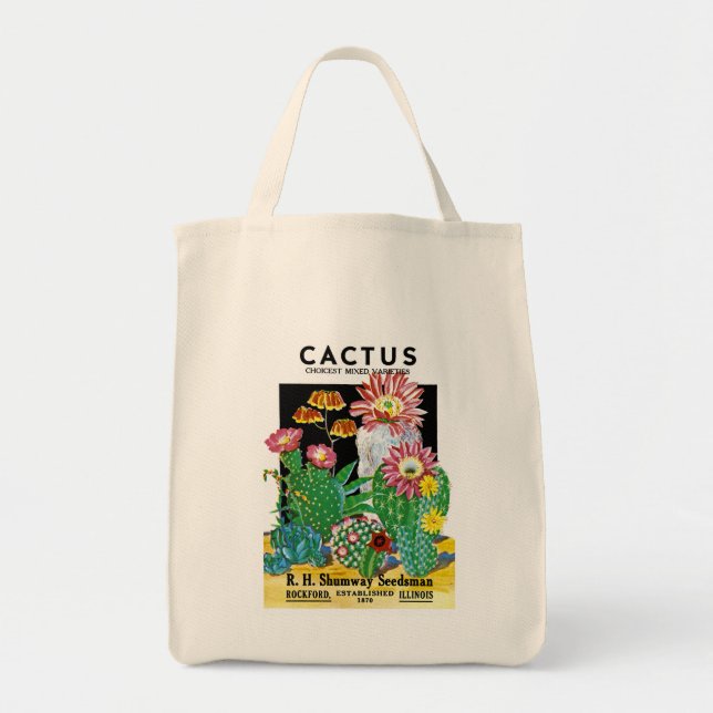 Tote Bag Étiquette de paquets de semences Cactus (Devant)