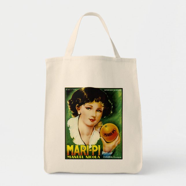 Tote Bag Étiquette Mari Pi Orange (Devant)