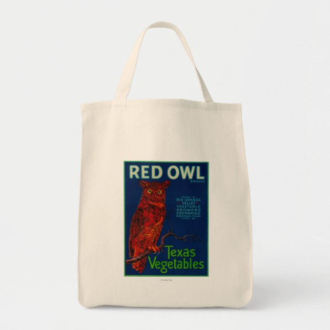 Tote Bag Étiquette végétal de la Chouette rouge (Devant)