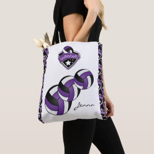 Tote Bag Étoile de volley-ball sport violet   Texte do-it-y