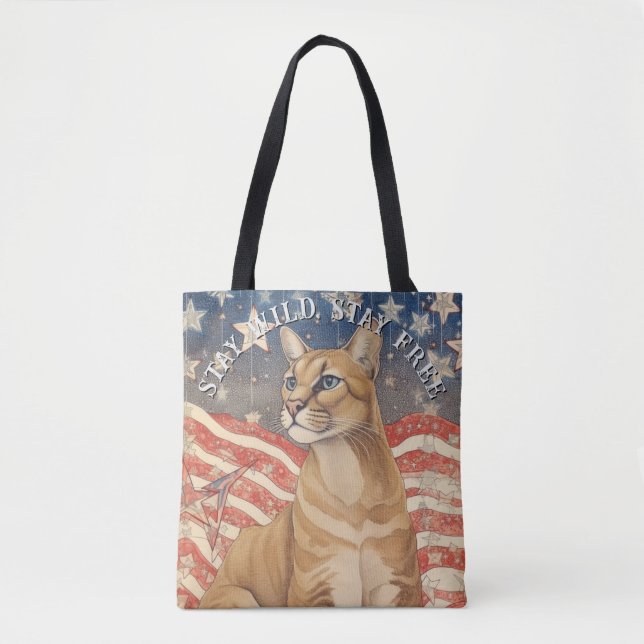 Tote Bag Étoiles de cougar et rayures (Devant)