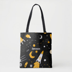 Tote Bag Étoiles de l'espace extra-atmosphérique Jaune noir