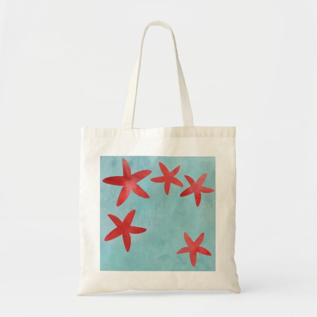 Tote Bag Étoiles de mer rouges et bleues (Devant)