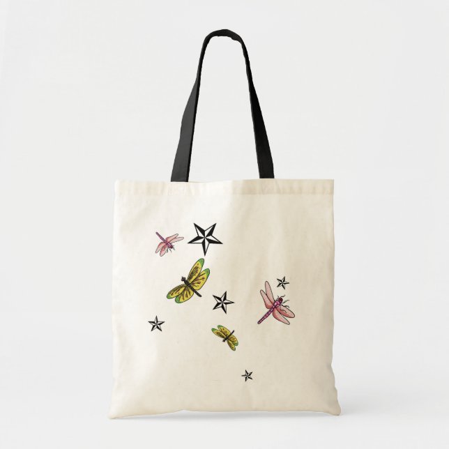 Tote Bag étoiles et libellules (Devant)