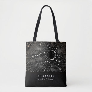Tote Bag Étoiles et Lune étoile Nuit étoilée Noir céleste