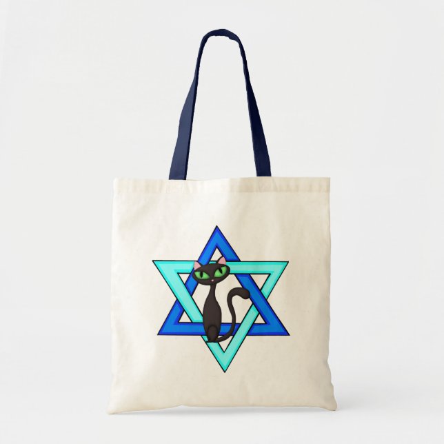 Tote Bag Étoiles juives de chat (Devant)