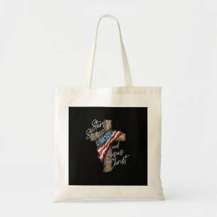 Tote Bag Étoiles Rayures et Jésus-Christ Foi Patriote