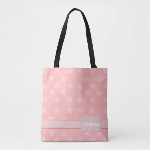 Tote Bag Étoiles sur Monogramme ou nom bleu