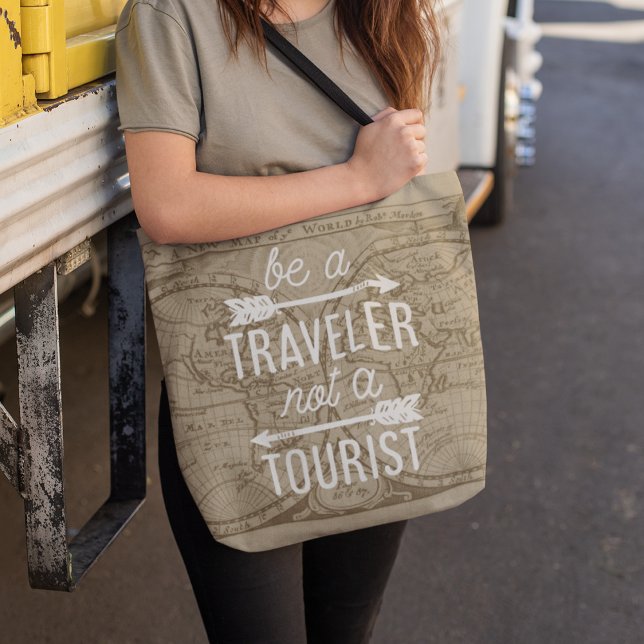 Tote Bag Être un voyageur pas une carte touristique Typogra (Créateur téléchargé)