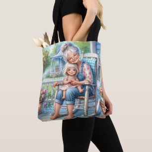 Tote Bag Étreinte de grand-mère et petite-fille sur la véra