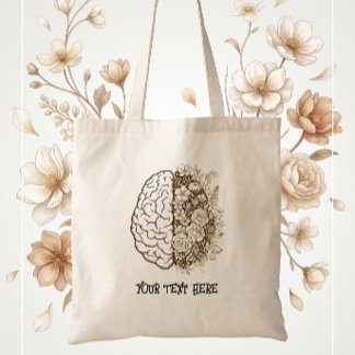 Tote Bag Étudiant en psychologie Fleur Brain Anatomie