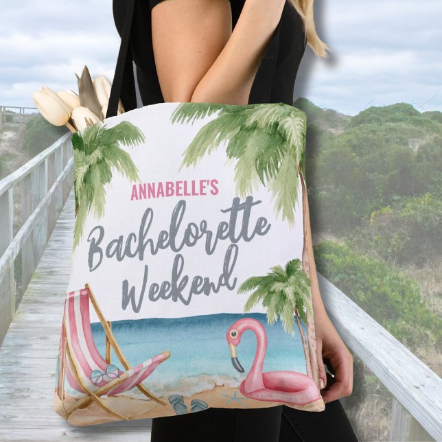 Tote Bag Étudiante libre d'été océanique Aquarelle Plage (Watercolor Beach Bachelorette Tote Bag)