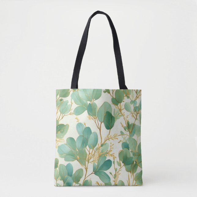 Tote Bag Eucalyptus Feuille Green et Gold Design (Devant)