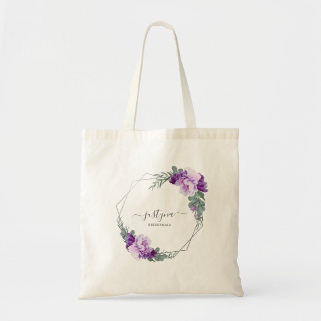Tote Bag Éucalyptus florale pourpre et argenté (Devant)