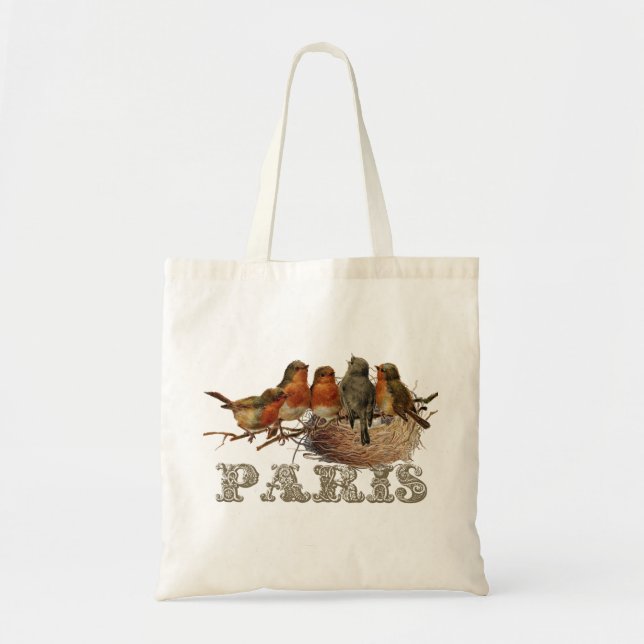 Tote Bag Europe Robin Birds Nest Paris France (Devant)