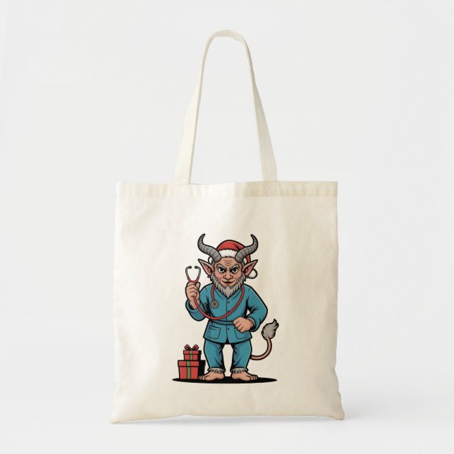 Tote Bag Evil Krampus Infirmière Scrubs Infirmière Noël (Devant)