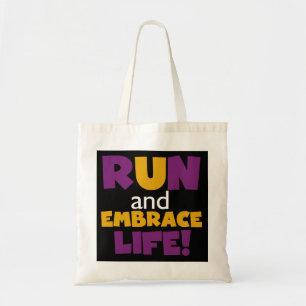 Tote Bag Exécuter Embrasser la vie violet jaune