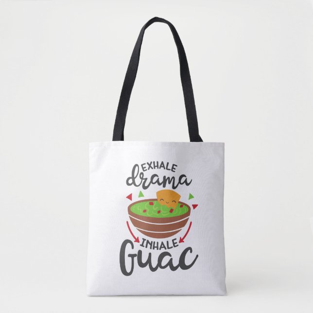 Tote Bag Exhale Drama Inhale Guac Funny Fiesta Beach (Devant)