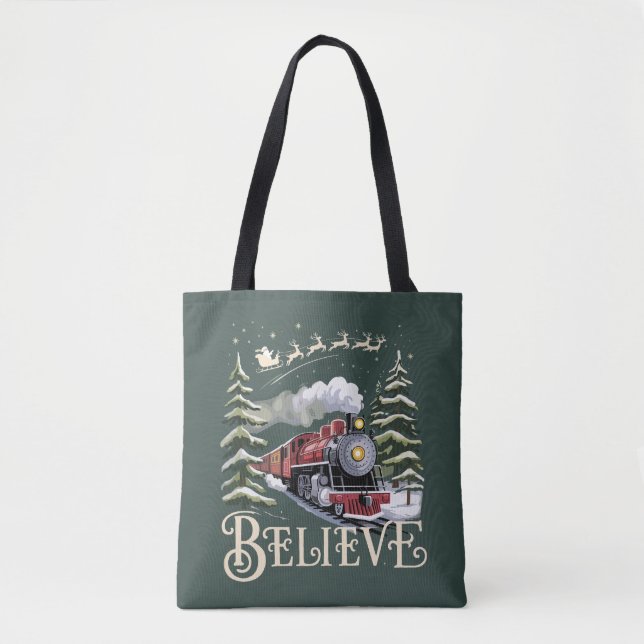Tote Bag Express polaire cadeau de Noël croire Noël hiver (Devant)