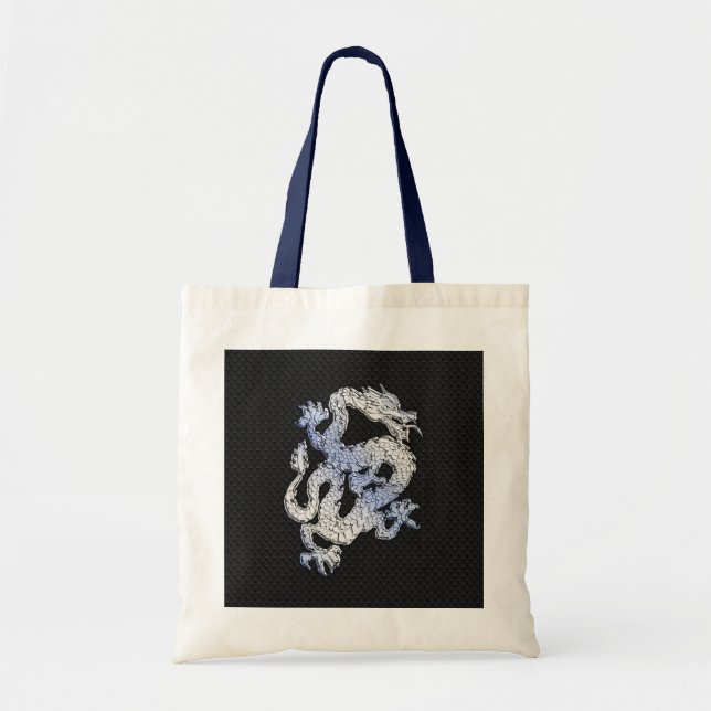 Tote Bag Expression Dragon sur la peau de serpent noir Impr (Devant)