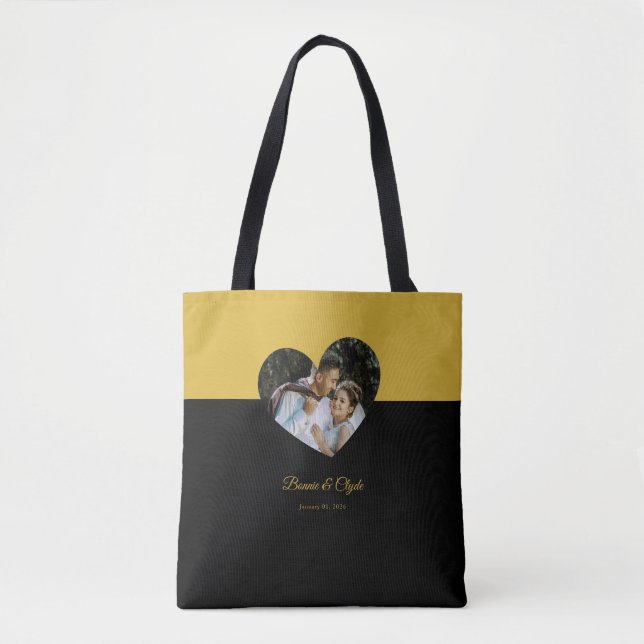 Tote Bag Eye-casing Heart Couple Gold and Black (Devant)