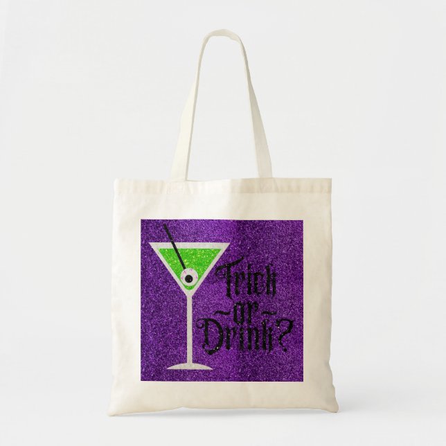 Tote Bag Eyeball Martini Halloween Trick Ou Boire Parties s (Devant)