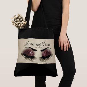 Tote Bag Eyelashes and Brows - Burgundy Wine Parties scinti