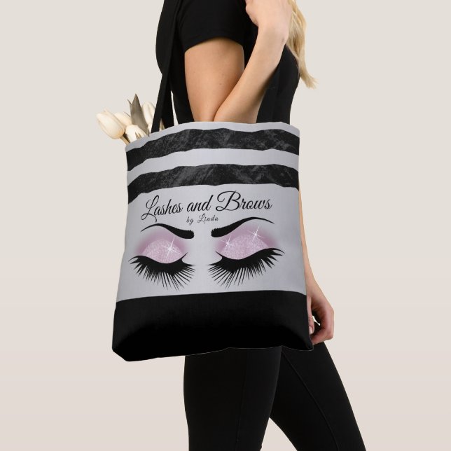 Tote Bag Eyelashes et Brosses - Jolie Parties scintillant r (De près)
